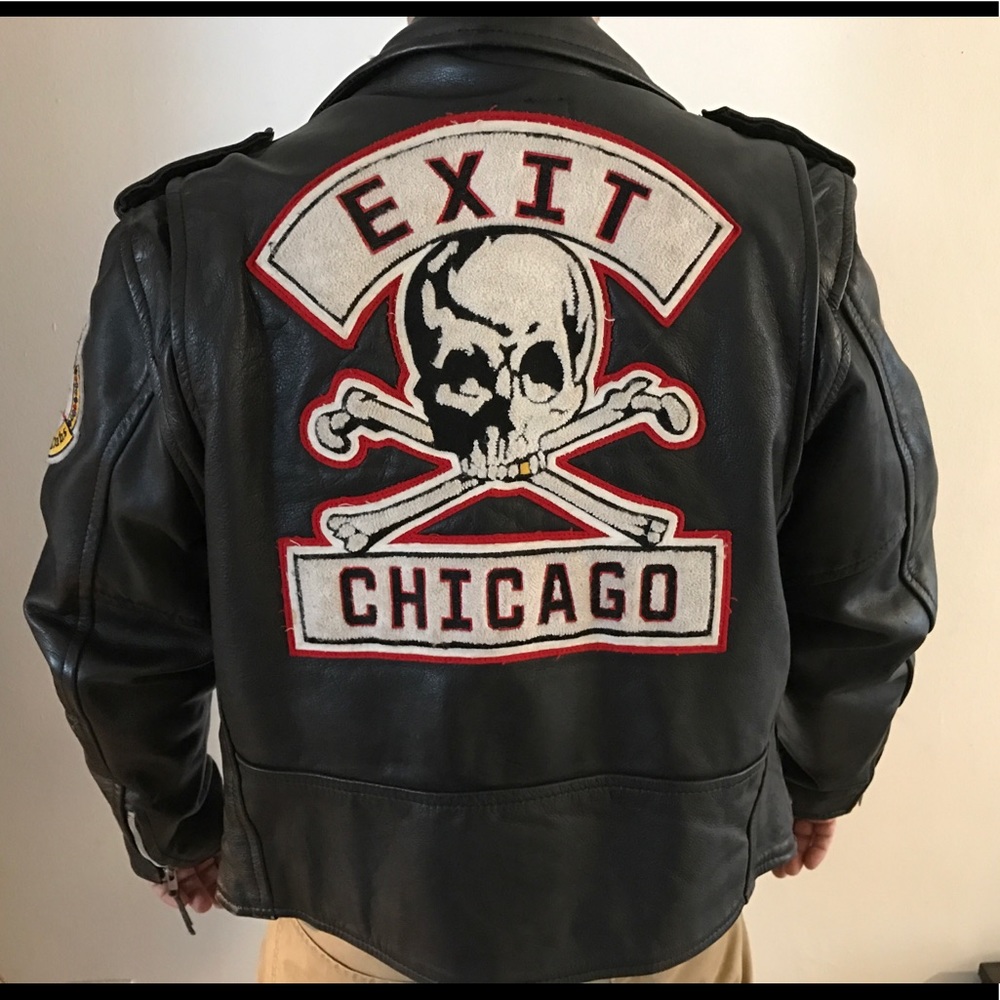 Black leather 50’s style biker jacket